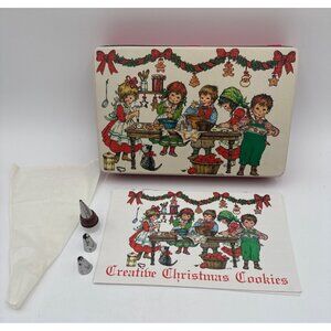 Vintage Potpourri Press Illustrated Christmas Cookie Decorating Kit Tin W/ Tips